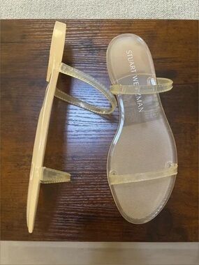 Stuart Weitzman Sawyer Slide Jelly Sandals – Poudre Nude/Transparent yellow
